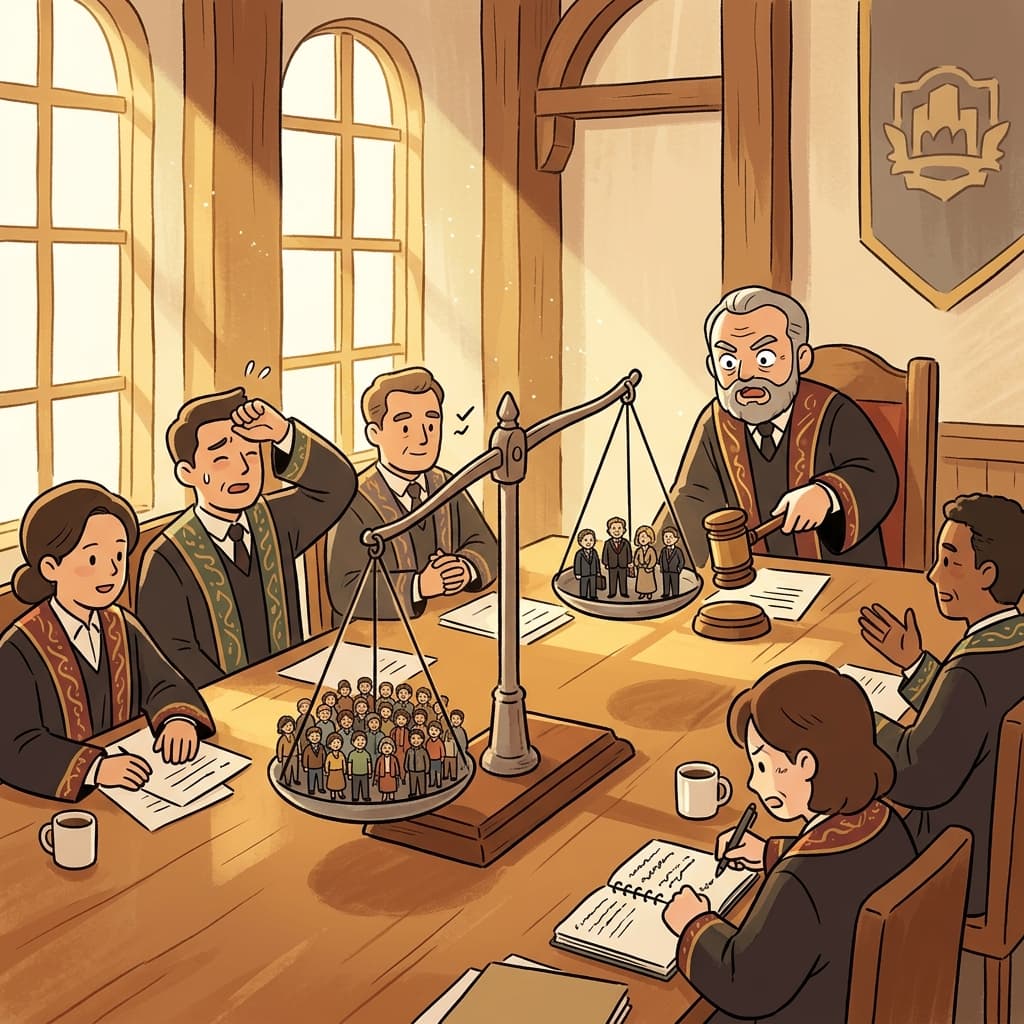 The council debates utilitarianism, choosing the option that helps the most citizens.
