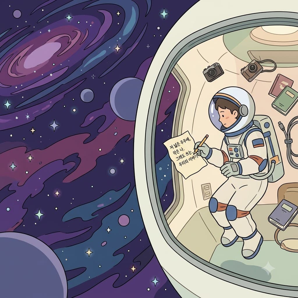 Floating inside the silent, infinite universe, the lonely astronaut wrote a single emotional verse in his diary.