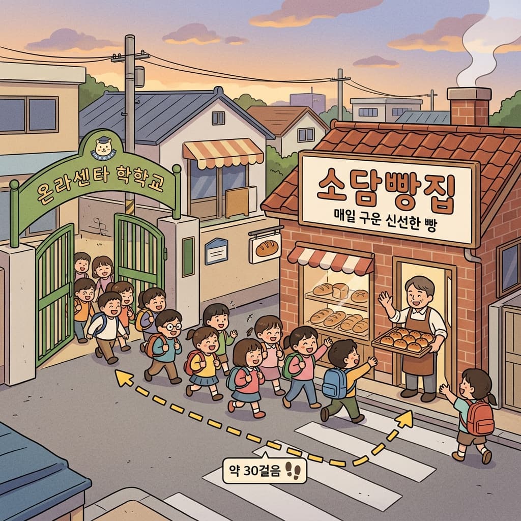The bakery is right in the vicinity of the school, so kids swarm in after class.
