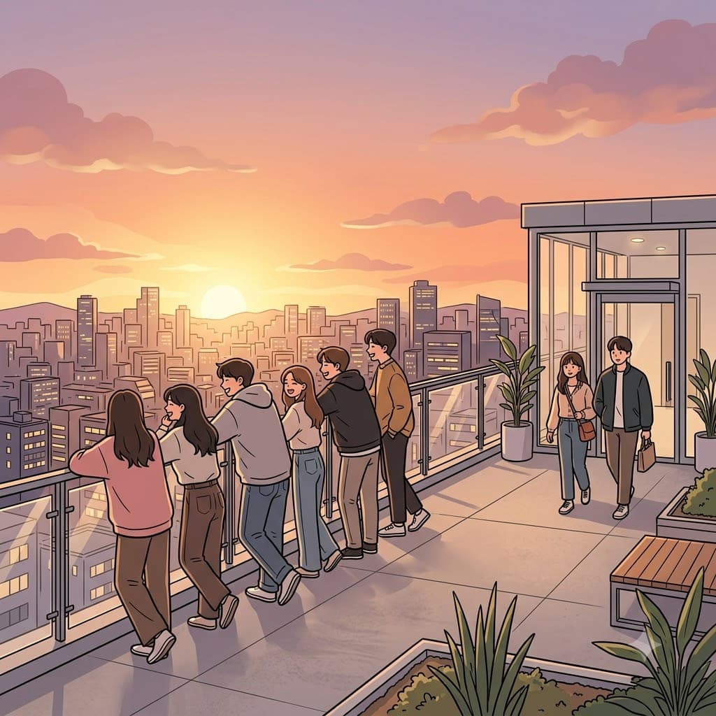 The view from the new rooftop was so beautiful that only a few people wanted to leave.