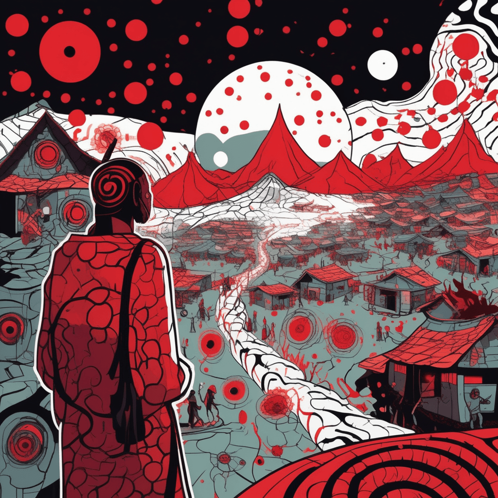 The viral spread forms a spiral, engulfing the tribal village!