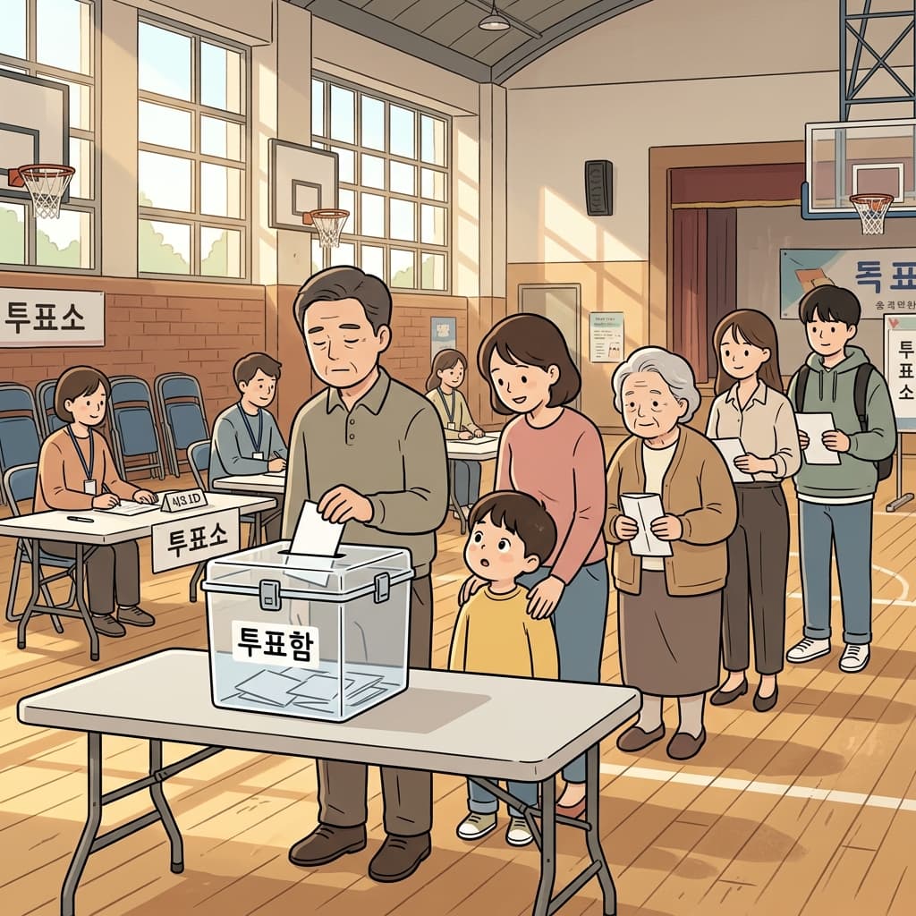Citizens line up at the polling station to vote for their next leader.