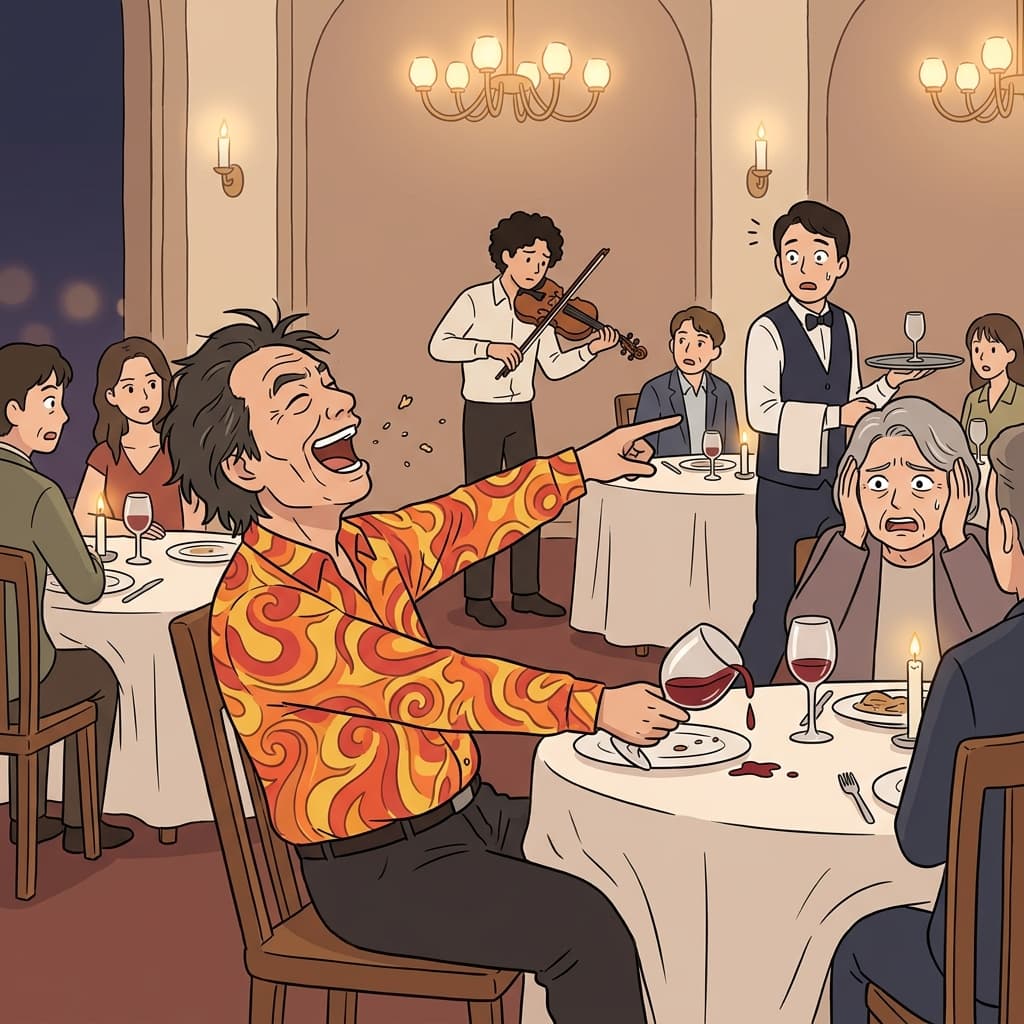 His loud vulgarity at the fancy restaurant made every guest freeze mid-bite.
