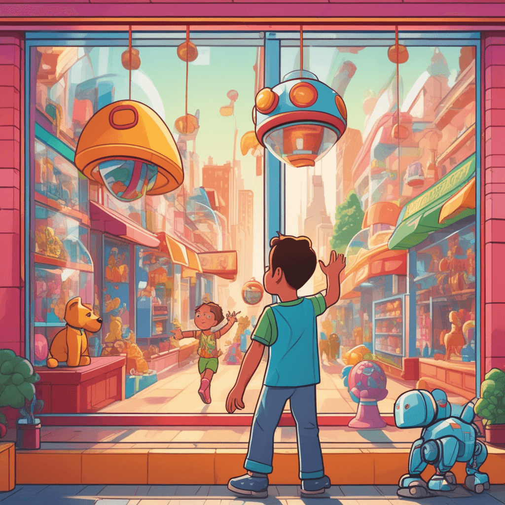 A child wants the amazing robot toy behind the store window