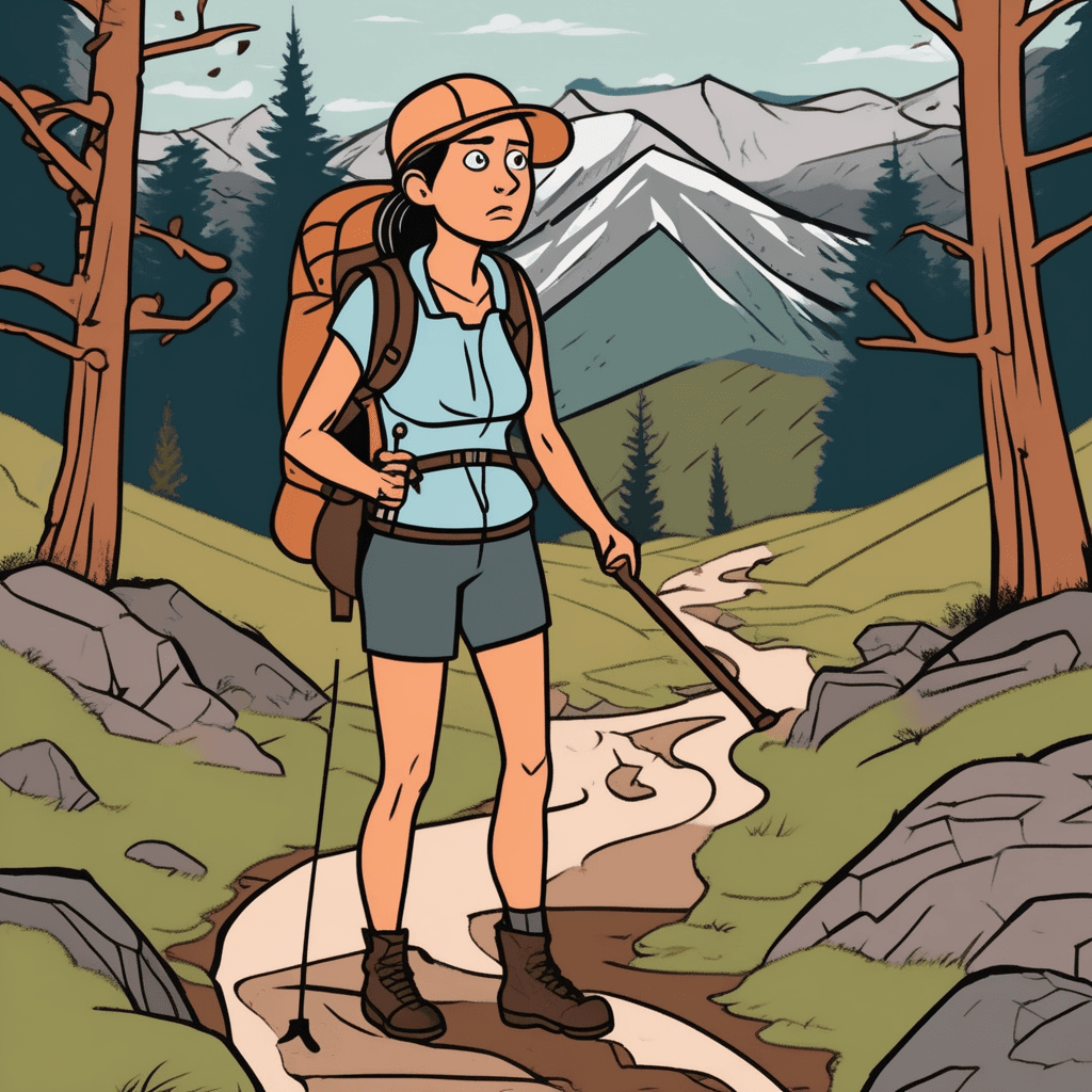 Hiker cautiously assessing dangerous trail options