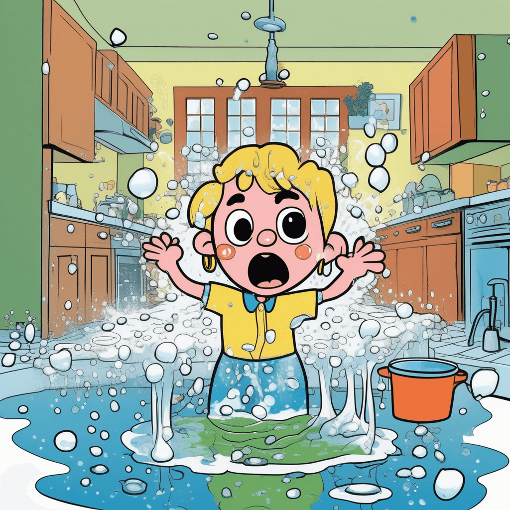 Wash the dishes, water goes slosh - gosh, what a mess!