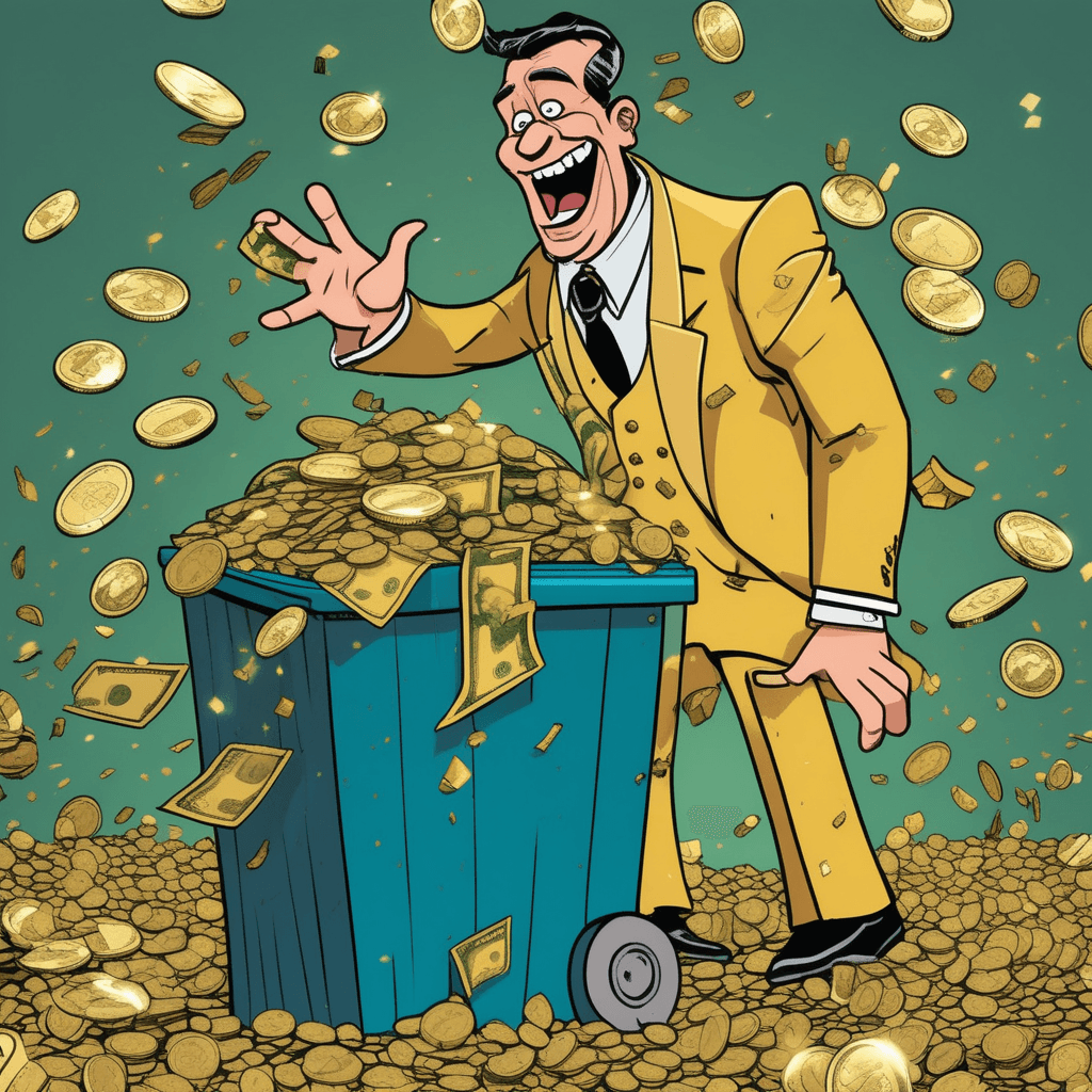 Wastrel relative throws inherited fortune in trash - waste plus rel!