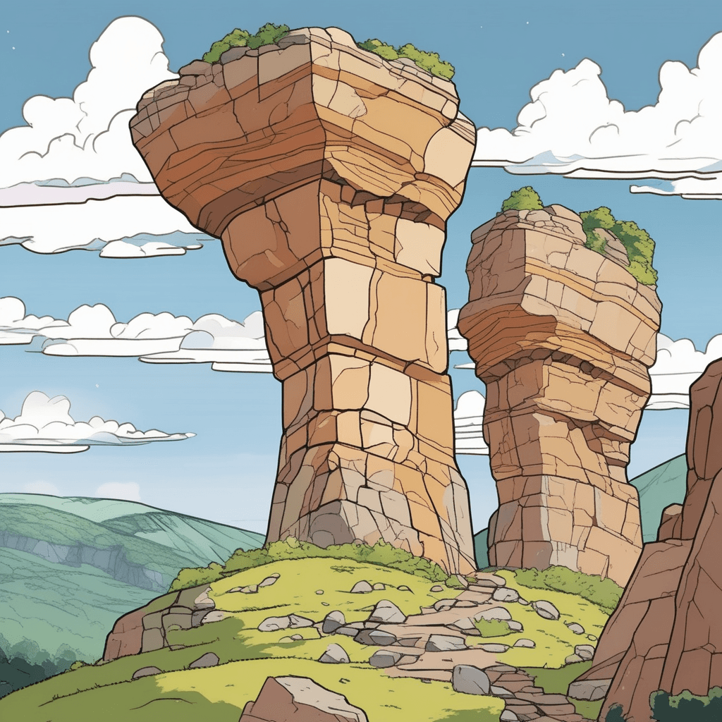 A weathering stone pillar gradually eroding under sun, wind, and rain