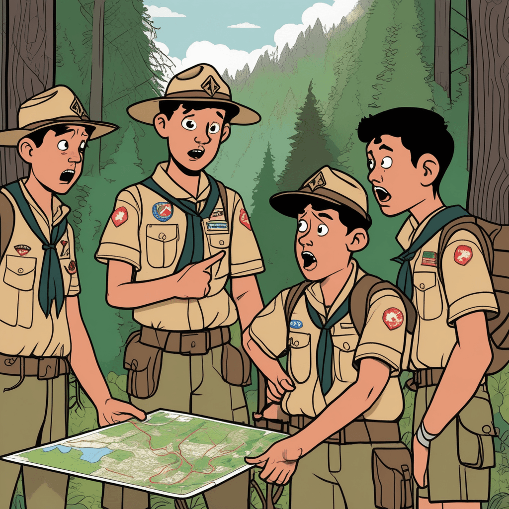 The scouts lost track of their whereabouts among the routes!