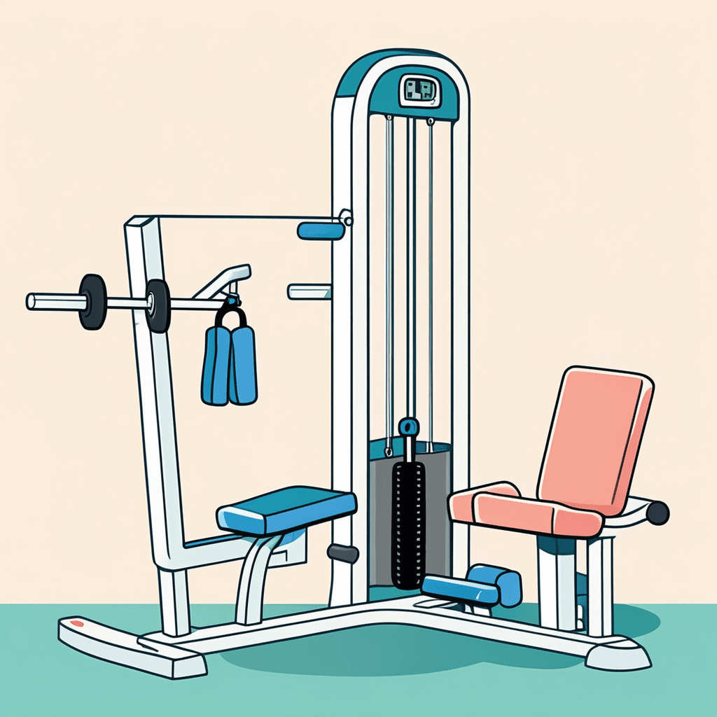 machines, weights, or other tools used for physical exercise and fitness training