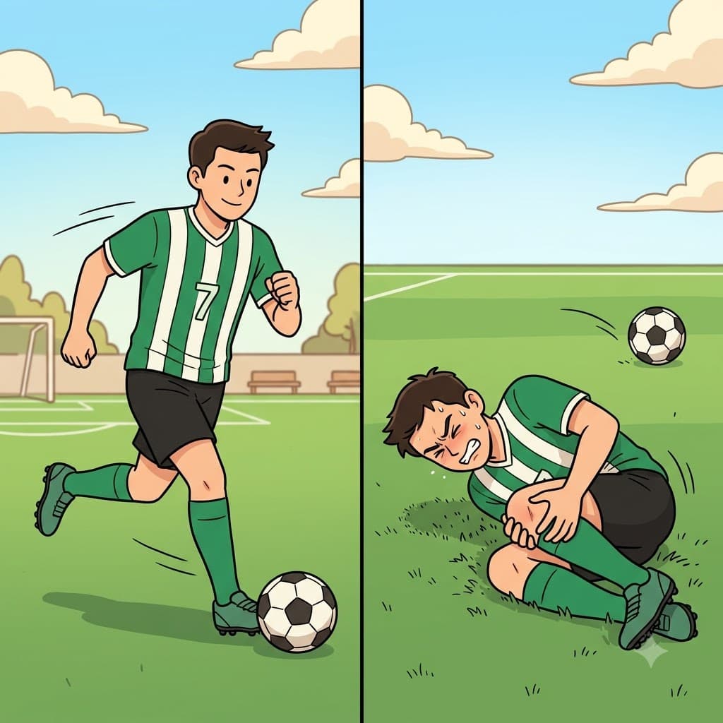 Falling hard on the grass, the injured soccer player began to writhe in intense physical pain.