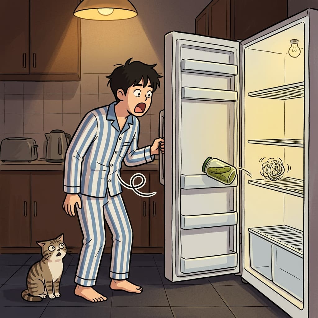 He opened the fridge hoping for a snack, but found zilch inside.
